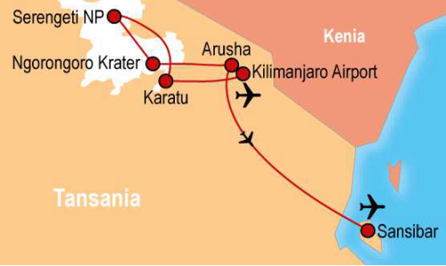 Reiseroute Tansania